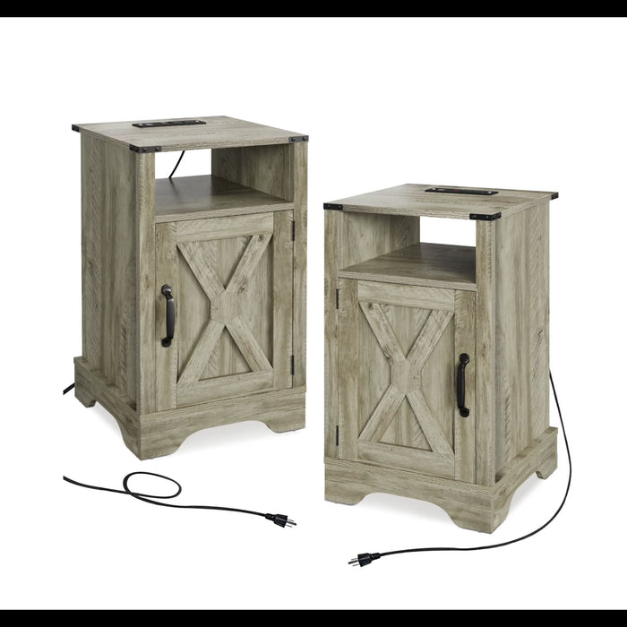 Farmhouse Nightstand, Charging Station & Storage