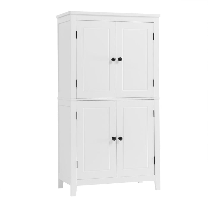 Elegant Bathroom Floor Storage Cabinet With 4 Doors, Adjustable Shelves