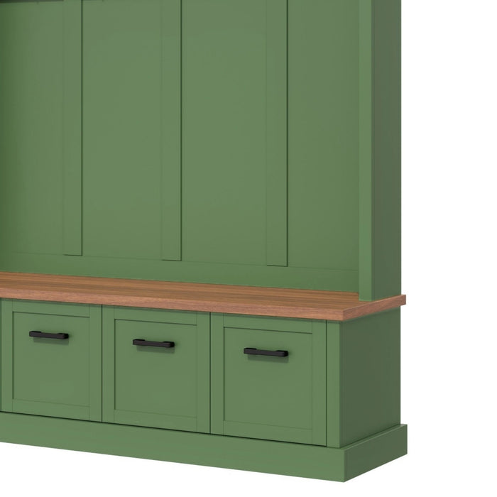 Hall Tree With Storage Bench Mudroom Coat Rack With 6 Hooks
