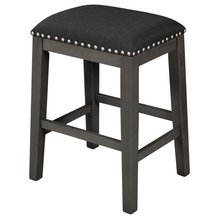 5 Pieces Counter Height Rustic Farmhouse Dining Room Wooden Bar Table Set With 2 Stools And 2 Chairs