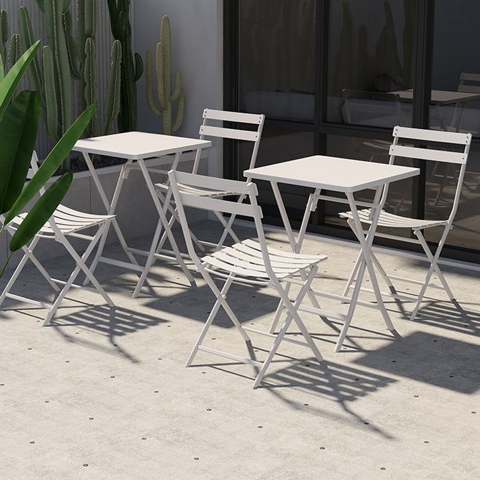 3 Piece Patio Bistro Set Of Foldable Square Table And Chairs