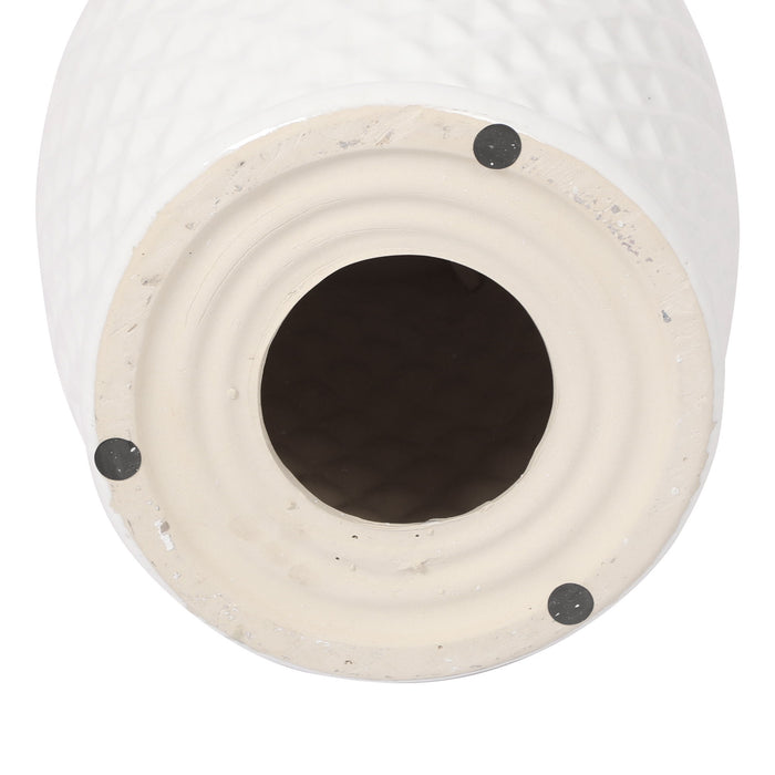 Glazed Ceramic Drum Stool Indoor / Outdoor Side Table Ceramic - White