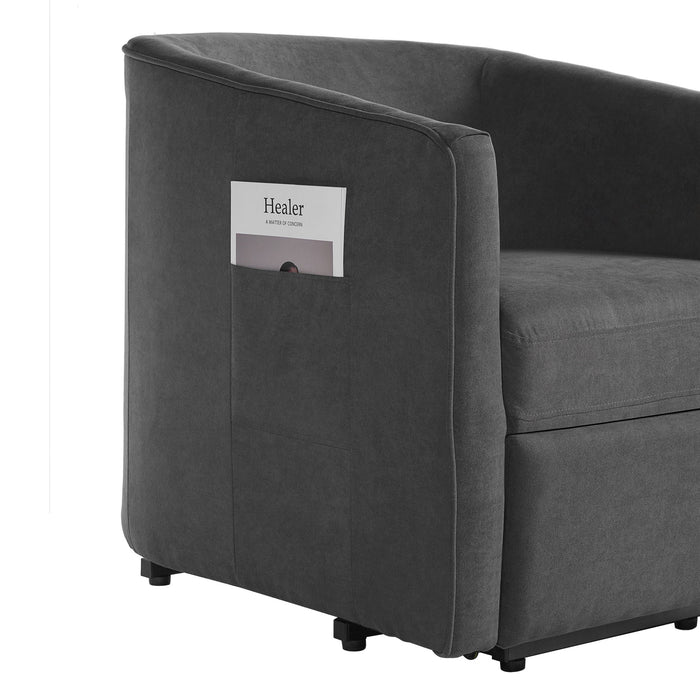 Power Lift Recliner Barrel Shape Reclining Chair With Footrest And Side Pocket