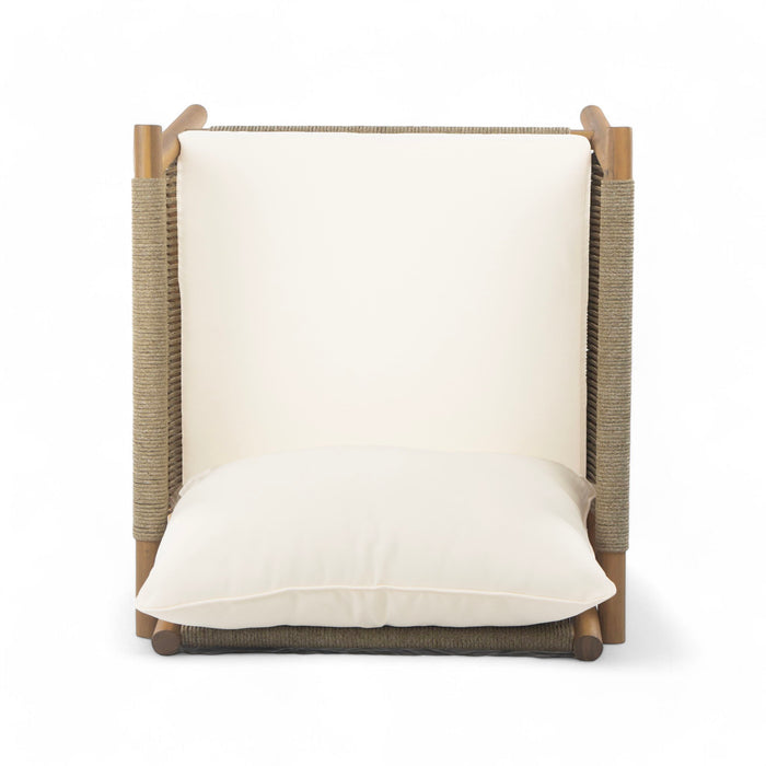 Modern Outdoor Woven Lounge Chair With Solid Frame And Cushions