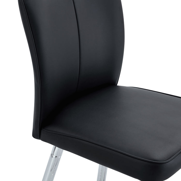 Modern Bar Chair Set Streamlined Backrest Metal Legs 2 Pieces - Black / Silver