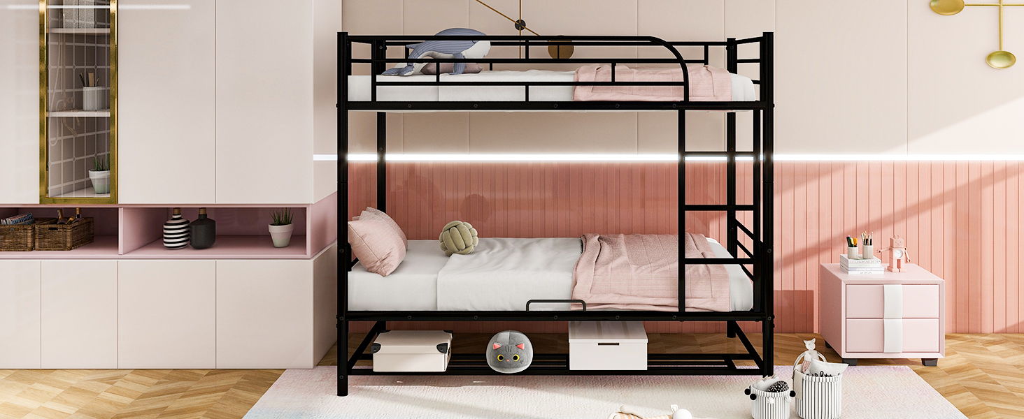 Metal Bunk Bed & Shelf And Guardrails