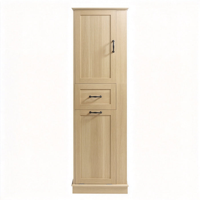 Modern Tall Storage Cabinet With Tilt-Out Compartment, Adjustable Shelves