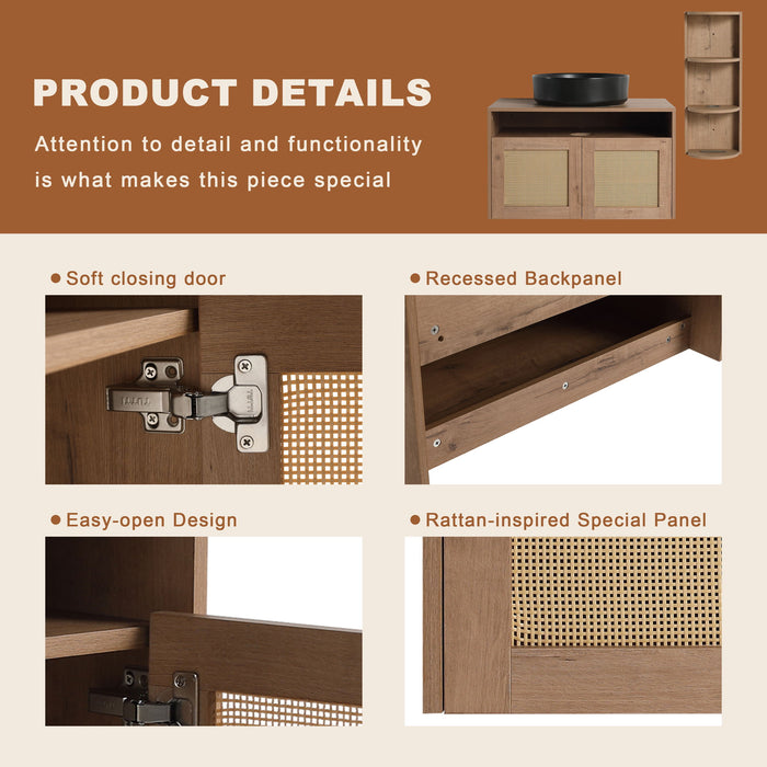 Bathroom Vanity & Art Sink And Storage Rack, Float Mounting Design