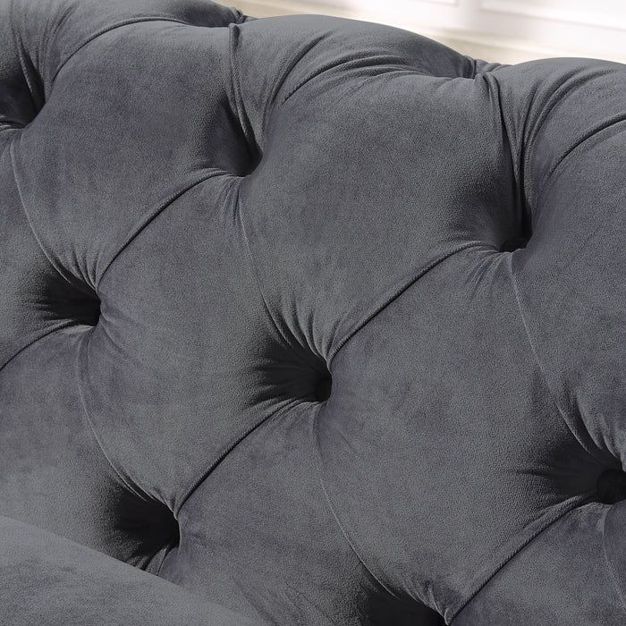 Loveseat With Diamond Button Tufting, Matching Throw Pillows