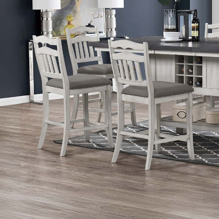 Counter Height Dining Chairs With Upholstered Cushion And Ladder Back Design (Set of 2) - Antique White