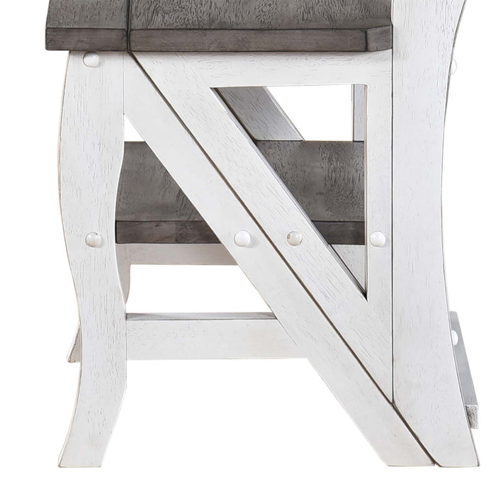 Solid Wood Foldable Ladderchair Dual Purpose Stepladders Step Display Stand Flower Stand Forhome, Library, Kitchen - Antique White / Sandstone