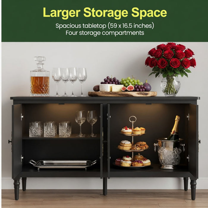 Vintage Buffet Cabinet With Adjustable Shelves