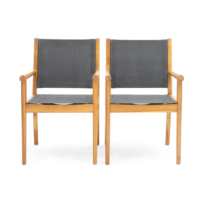 Cordoba - Dining Chair Set With Acacia Wood Frame And Textilen Upholstery (Set of 2) - Teak