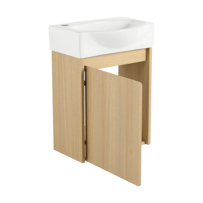 Modern Bathroom Vanity With Ceramic Basin, Wall Mounted Floating Sink Combo, Storage Cabinet