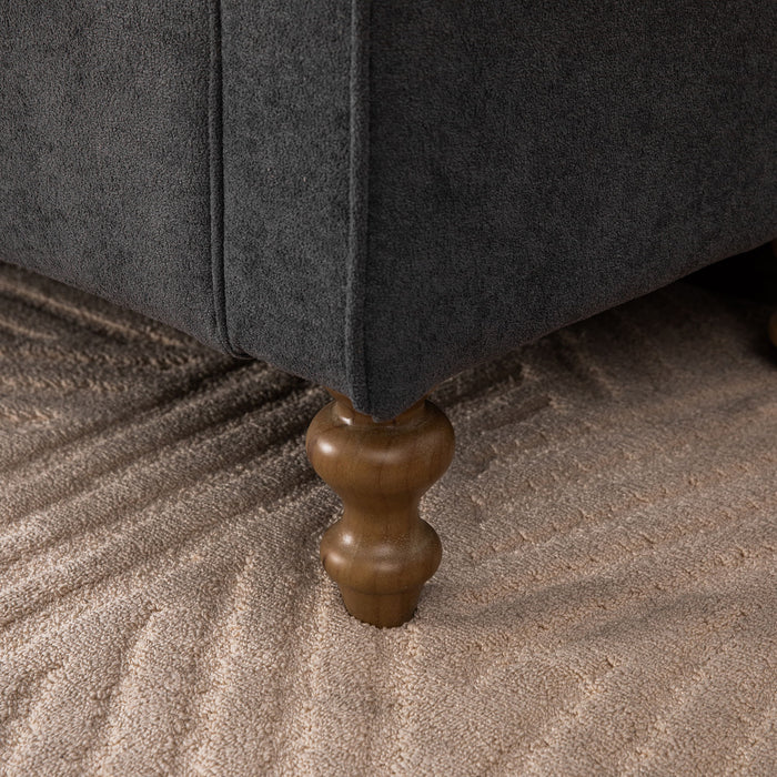 Wide Modern Upholstered Storage Bench With Rolled Armrest