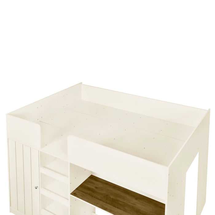 Loft Bed With Built In Wardrobe, Desk, Shelves, And Drawers