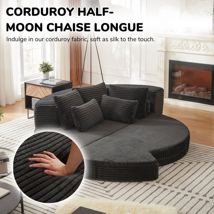 Semi Circular 2 In 1 Sofa Bed With Neck Pillow And Throw Pillows