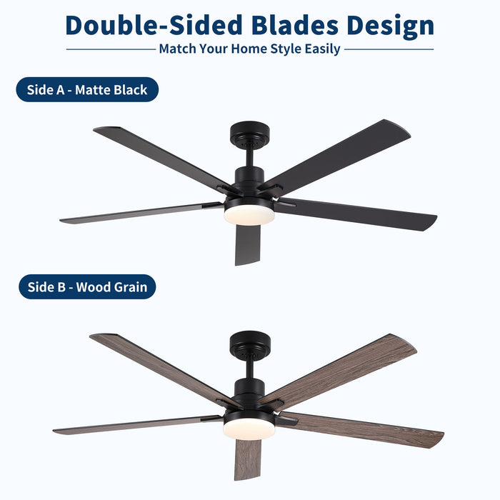 Ceiling Fan With Lights And Remot With Quiet DC Motor, 6 Speeds, Reversible Blades - Black