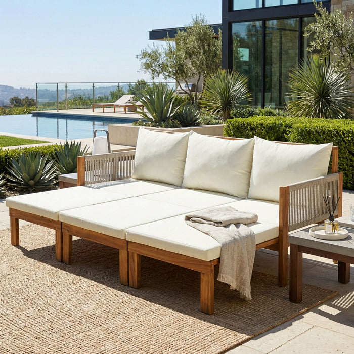 Outdoor 3 Seat Patio Sunbed