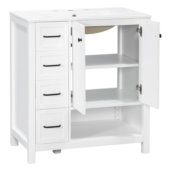 Bathroom Vanity With Sink Top, Bathroom Vanity Cabinet With 2 Doors And 2 Drawers, Open Shelf