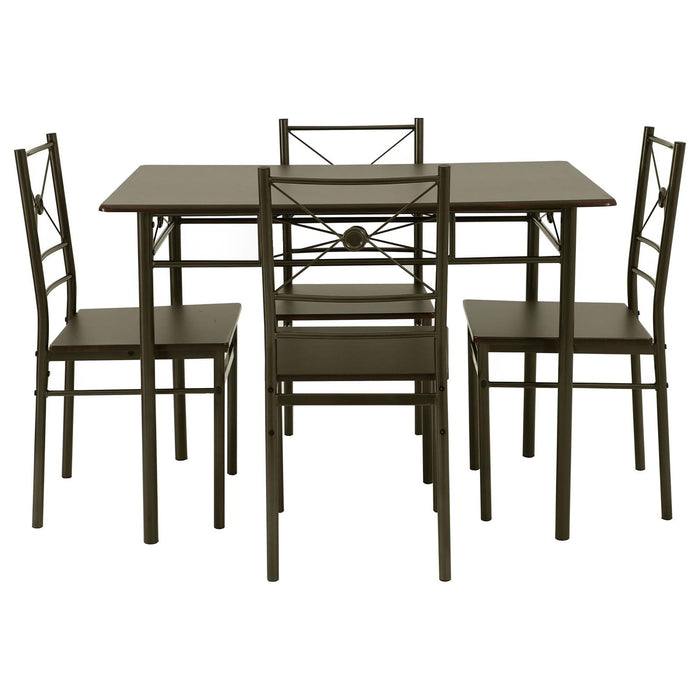 5 Piece Rectangle Dining Set With Tubing Base