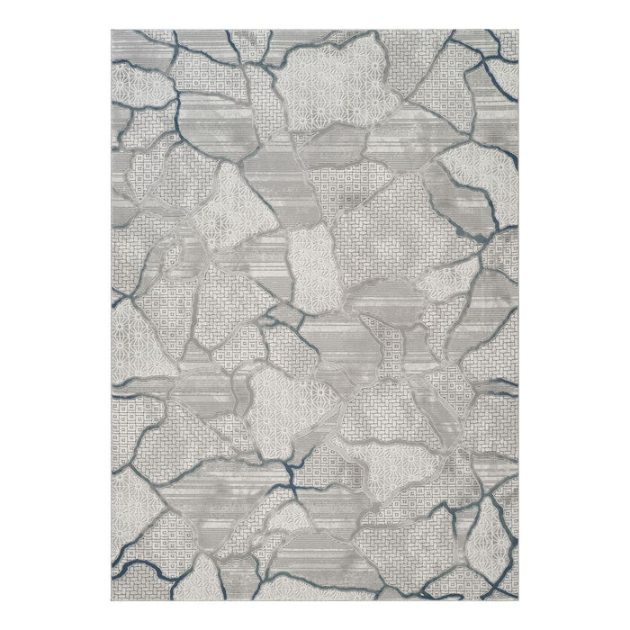 Geometrix - 5'3" X 7'3" Area Rug, Geometric 3D Effect - Gray / Ivory
