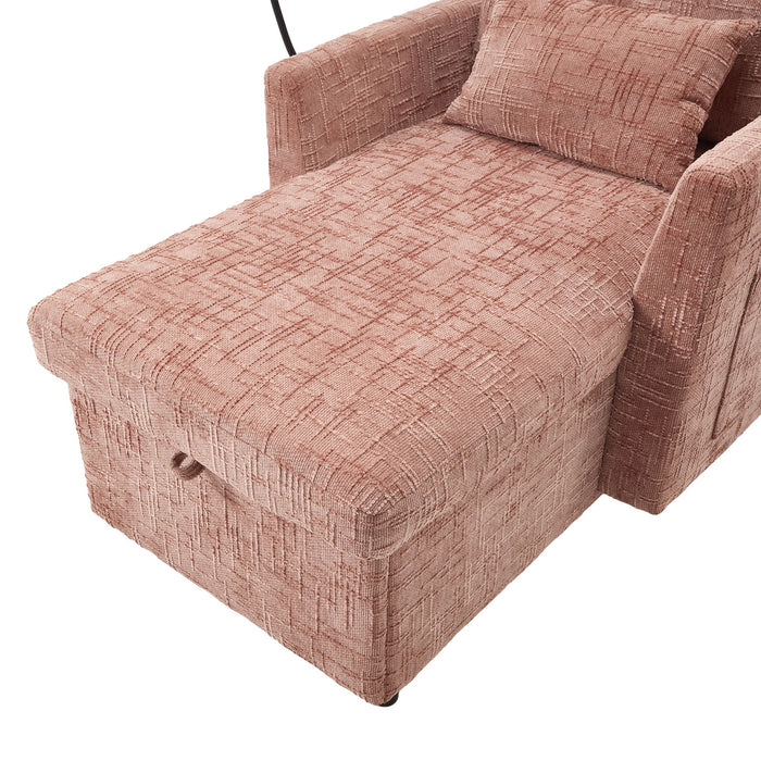 Multifunctional Chenille Recliner Sofa With Storage And Phone Bracket