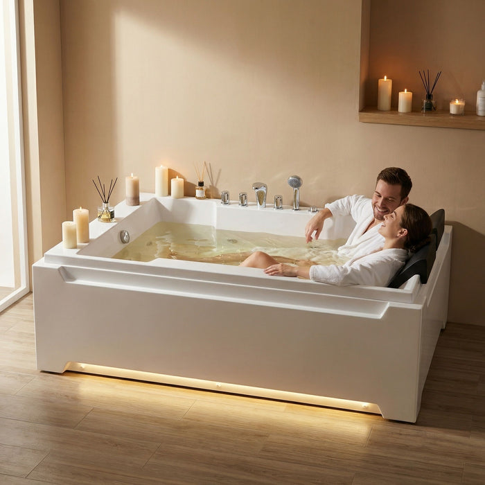 Xavier - Double Massage Bathtub - Milk White