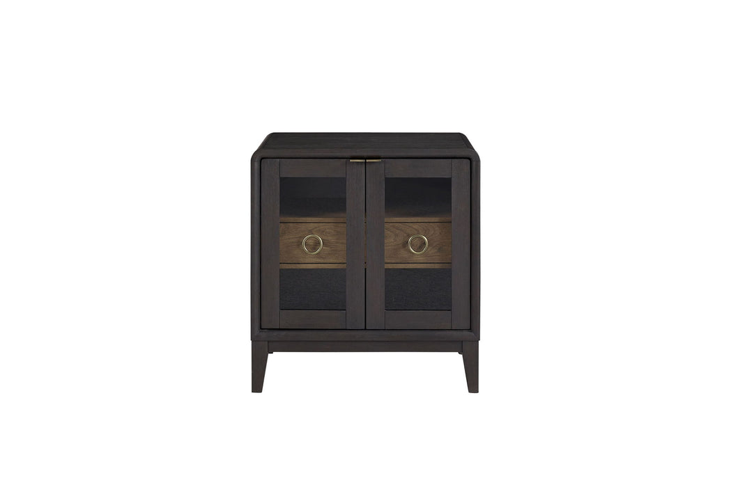 Glass Door Nightstand - Black