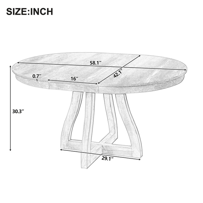Round Extendable Dining Tabl, Middle Leaf, Curved Legs