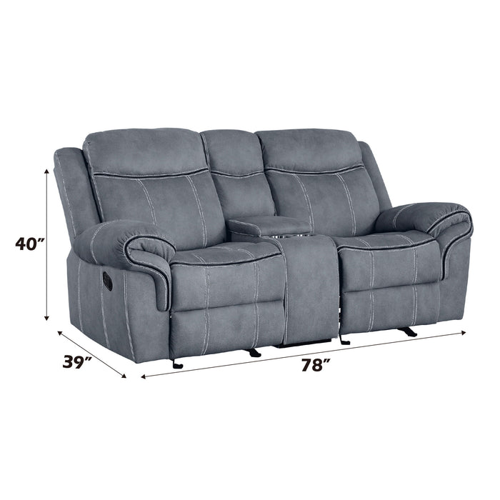 Zubaida - Two Tone Velvet Recliner Loveseat With USB Port Console