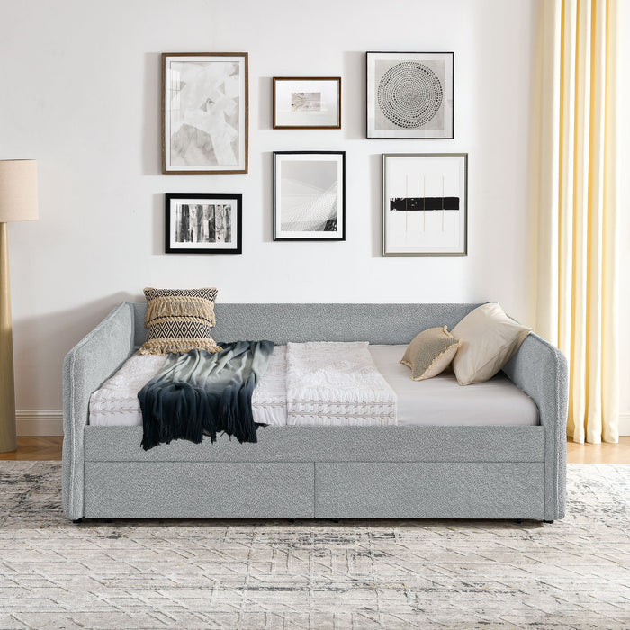 Upholstered Daybed & 2 Drawers
