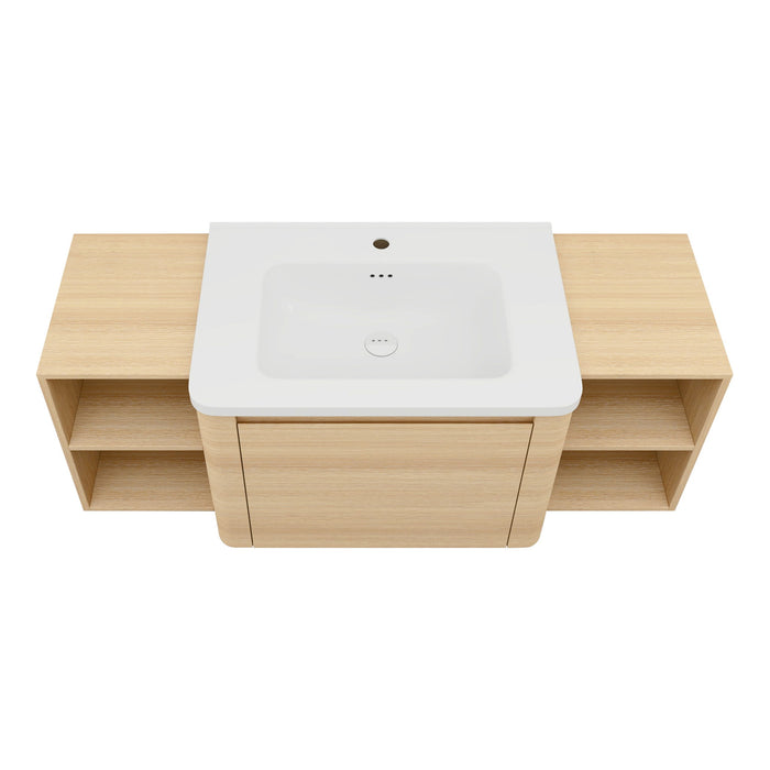 Wall Mounted Bathroom Vanity With Sink, Storage Shelves & Soft Close Door