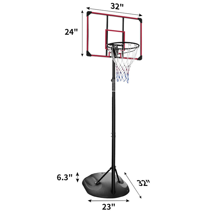 Portable Basketball Hoop System Stand, Height Adjustable For Indoor / Outdoor - Red