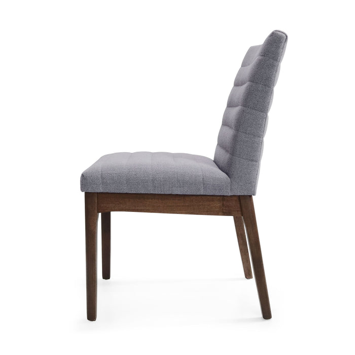 Mid Century Modern Dining Chair (Set of 2) With Channel Stitching - Dark Gray