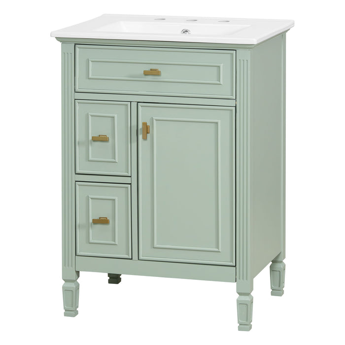 Modern Bathroom Vanity With Sink, Flip Drawer, 2 Drawers, Adjustable Shelf