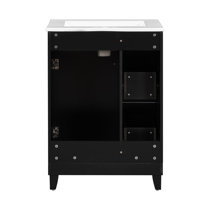 Transitional Style Bathroom Vanity Cabinet With Ceramic Sink