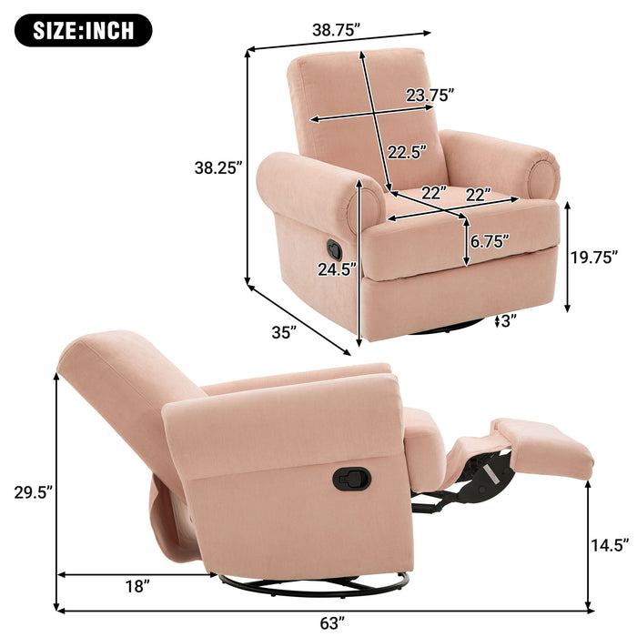 Manual Swivel Recliner Rocker Chair With Adjustable Backrest