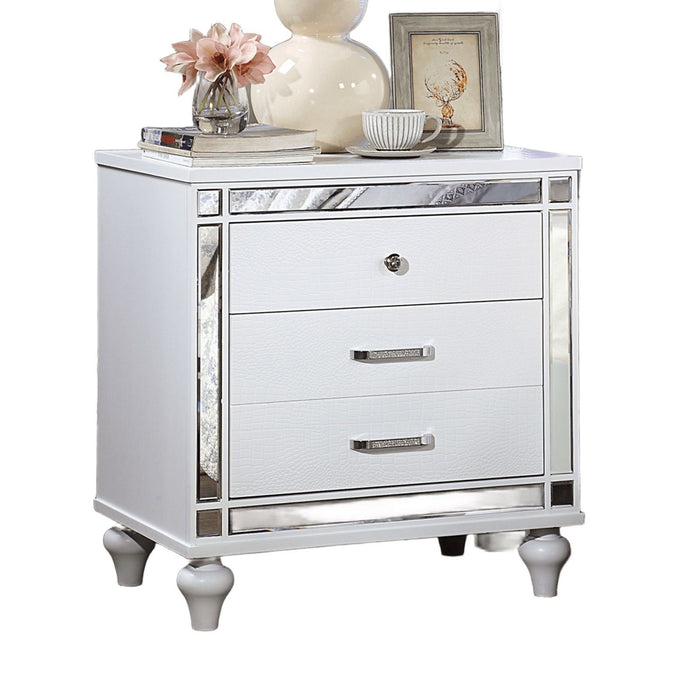 Contemporary Nightstand With Crocodile Textured Trim