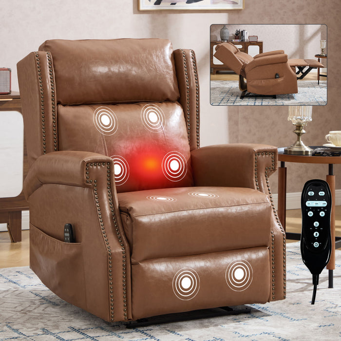 Manual Recliner Chair With Heavy Duty Motion Mechanism, 8 Vibrating Nodes And 3 Massage Modes For Living Room