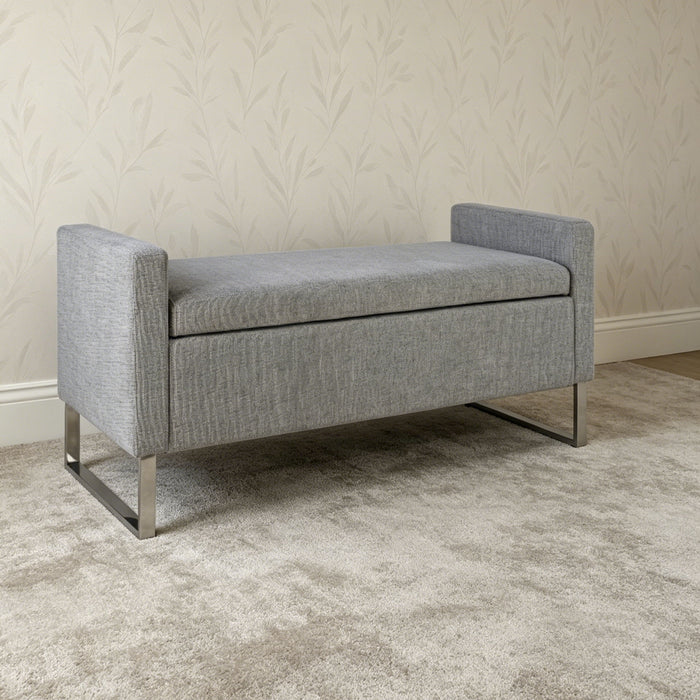 Upholstered Ottoman Bench With Storage - Dark Gray