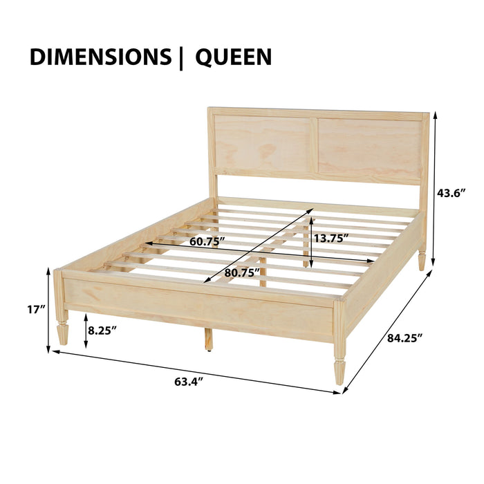 Classic Platform Bed Frame With Panel Headboard