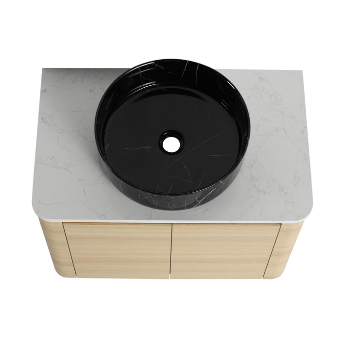 Mounted Bathroom Vanity & Art Sink & 2 Soft Close Doors