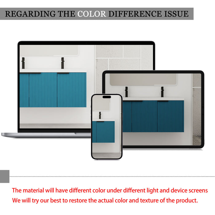 Contemporary Wall Mounted Bathroom Vanity With Resin Double Sink