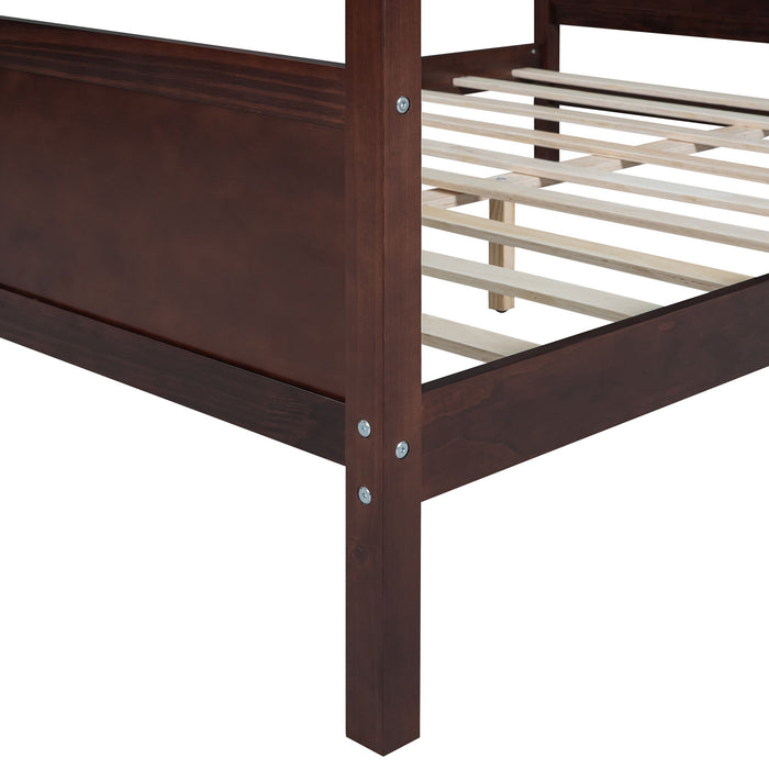 Canopy Platform Bed With Headboard And Footboard, Slat Support Leg