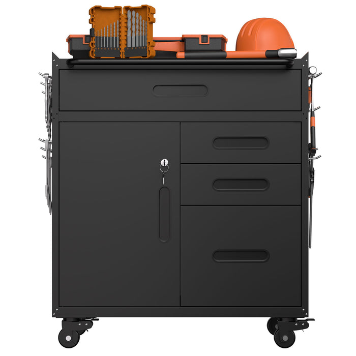 Rolling Tool Cabinet Heavy Duty Garage Storage With Lockable Doors
