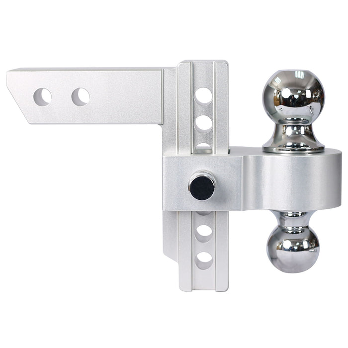 Alu - Adjustable Trailer Drop Hitch With 2" Receiver, 6" Adjustment - Silver