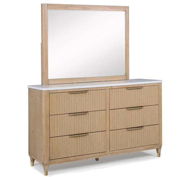 6 Drawers Dresser With Accented Hardware - Natural Wood