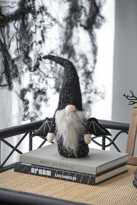 Gnome With Wings Decor, For Halloween Decor - Black White