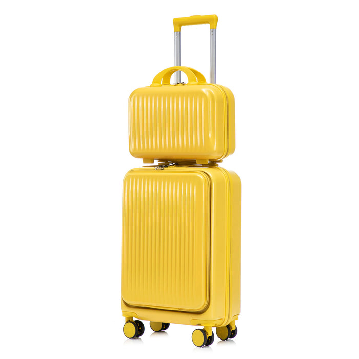 Luggage Set With Cosmetic Case, Combination Lock, Front Opening Design